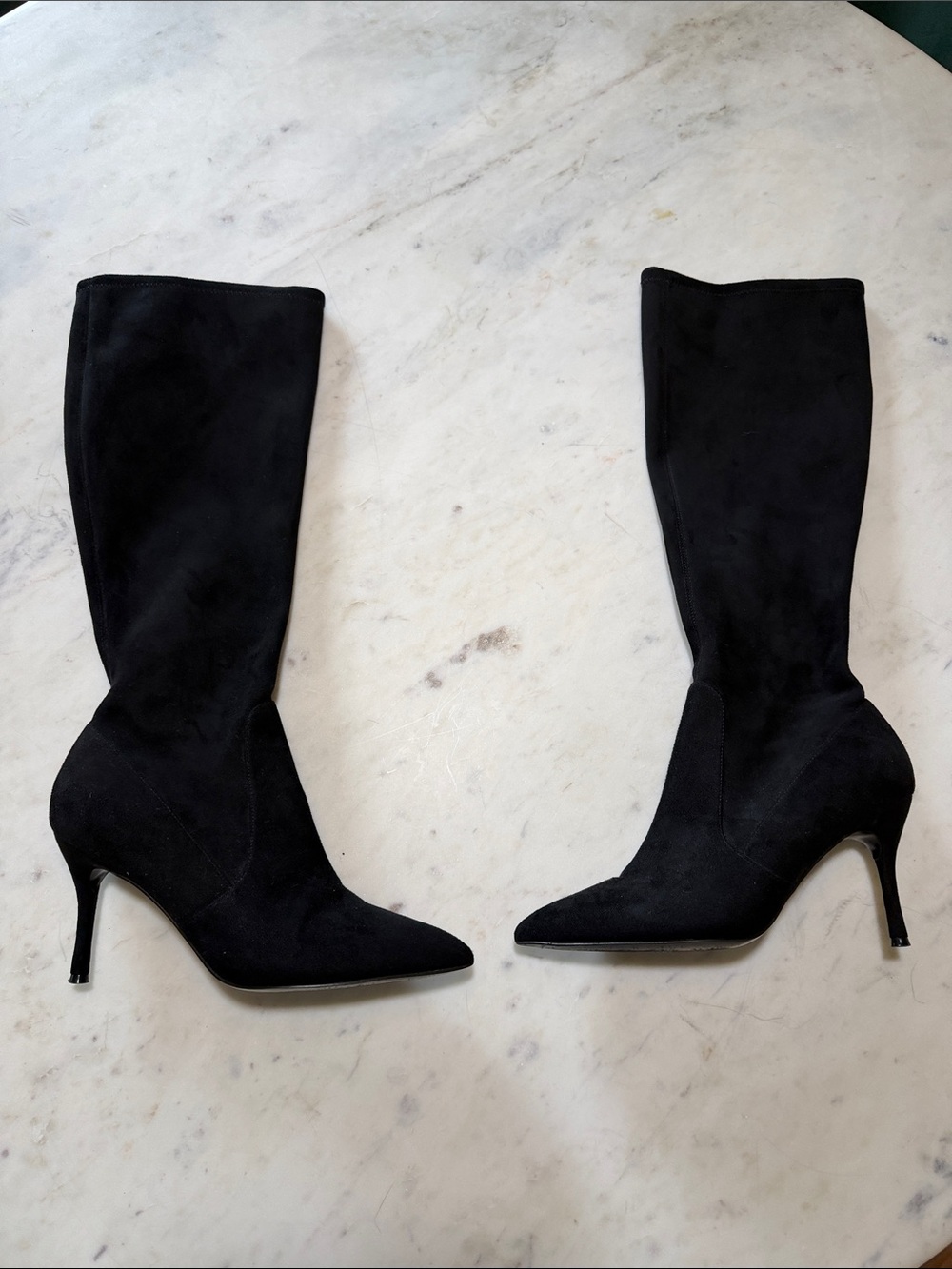 Nine West Black Suede Pointed-Toe Stiletto Boots